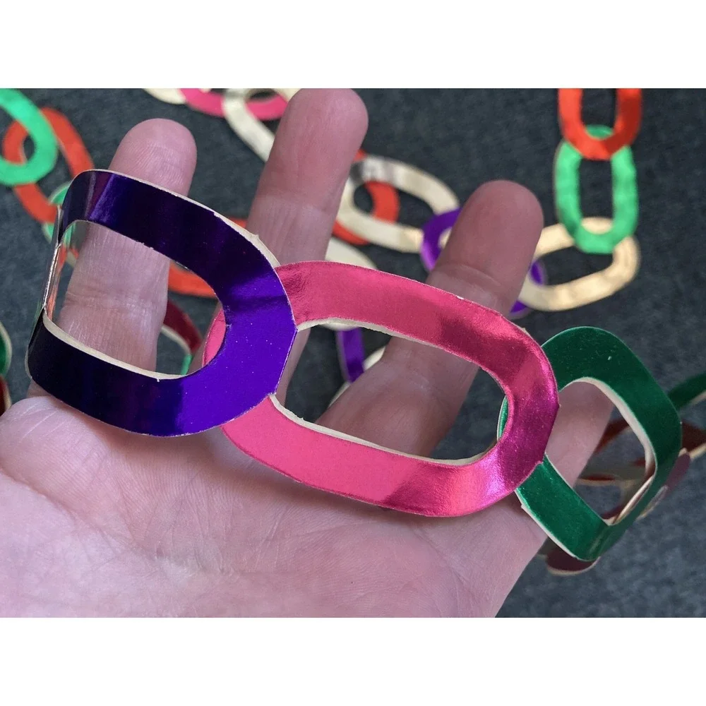 Vintage Christmas decor colored foil paper chain garland Japan or Germany 160